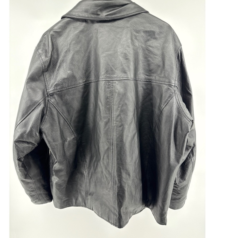 Mens Black Leather Jacket Volt Development Team Burks Bay Full Zip Unsized - Picture 6 of 9